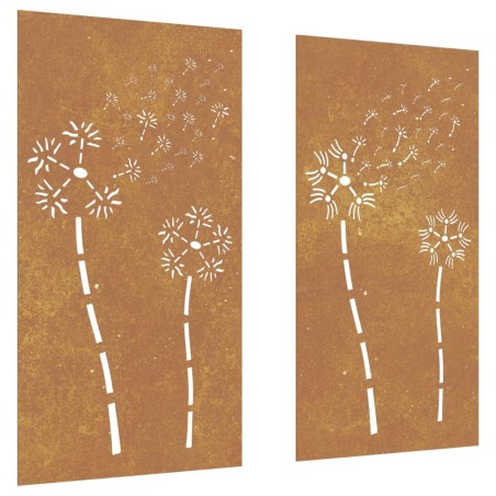 vidaXL 2-tlg. Garten-Wanddeko 105x55 cm Cortenstahl Blumen-Design