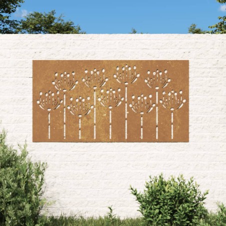 vidaXL Garten-Wanddeko 105x155 cm Cortenstahl Blumen-Design