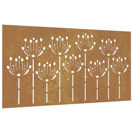 vidaXL Garten-Wanddeko 105x155 cm Cortenstahl Blumen-Design