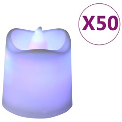 vidaXL LED-Teelichter 50 Stk. Flammenlos Elektrisch Bunt