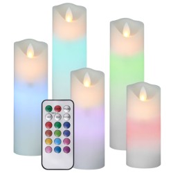 vidaXL 5-tlg. LED-Kerzen-Set Elektrisch mit Fernbedienung Bunt