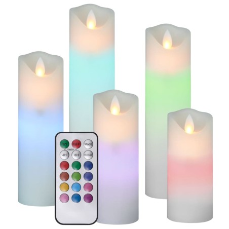 vidaXL 5-tlg. LED-Kerzen-Set Elektrisch mit Fernbedienung Bunt