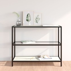 vidaXL Regal Transparent und Marmor Weiß 100x36x90 cm Gehärtetes Glas