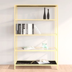 vidaXL Regal Golden und Schwarzer Marmor Gehärtetes Glas