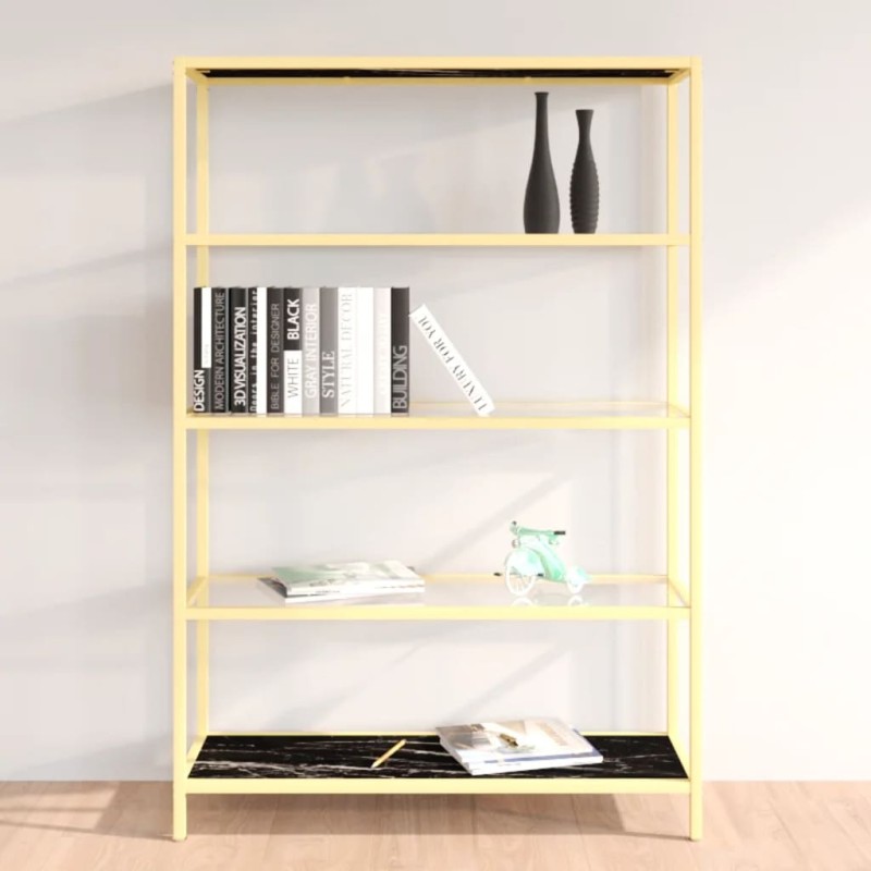 vidaXL Regal Golden und Schwarzer Marmor Gehärtetes Glas vidaXL Regal Golden und Schwarzer Marmor Gehärtetes Glas