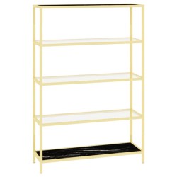 vidaXL Regal Golden und Schwarzer Marmor Gehärtetes Glas