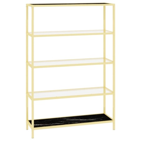 vidaXL Regal Golden und Schwarzer Marmor Gehärtetes Glas
