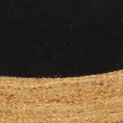 vidaXL Teppich Geflochten Schwarz & Natur 150 cm Jute & Baumwolle Rund