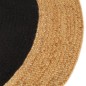 vidaXL Teppich Geflochten Schwarz & Natur 150 cm Jute & Baumwolle Rund vidaXL Teppich Geflochten Schwarz & Natur 150 cm Jute & Baumwolle Rund