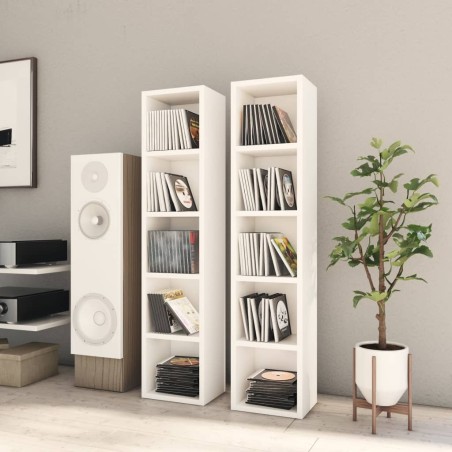 vidaXL CD-Regale 2 Stk. Weiß 21x16x93,5 cm Holzwerkstoff