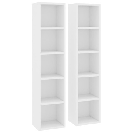 vidaXL CD-Regale 2 Stk. Weiß 21x16x93,5 cm Holzwerkstoff