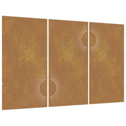 vidaXL 3-tlg. Garten-Wanddeko 105x55 cm Cortenstahl Sonnen-Design