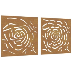 vidaXL 2-tlg. Garten-Wanddeko 55x55 cm Cortenstahl Rosen-Design