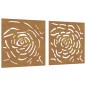 vidaXL 2-tlg. Garten-Wanddeko 55x55 cm Cortenstahl Rosen-Design vidaXL 2-tlg. Garten-Wanddeko 55x55 cm Cortenstahl Rosen-Design