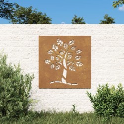 vidaXL Garten-Wanddeko 55x55 cm Cortenstahl Baum-Design