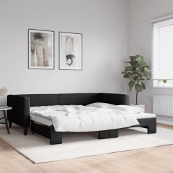 vidaXL Tagesbett Ausziehbar Schwarz 100x200 cm Stoff