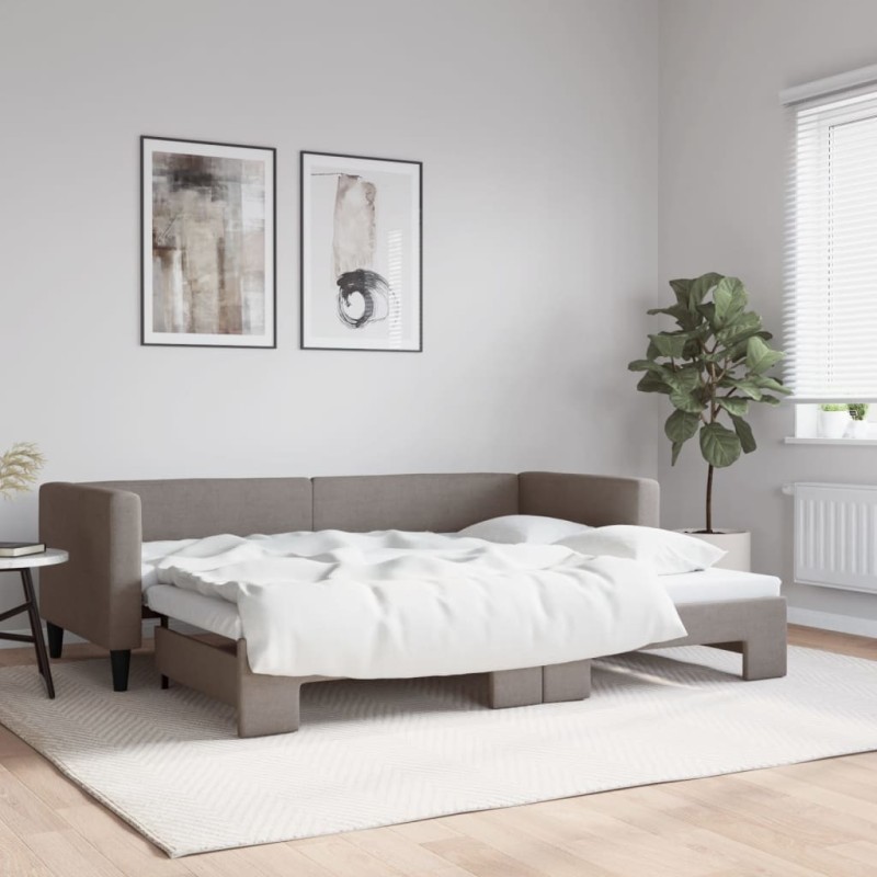 vidaXL Tagesbett Ausziehbar Taupe 80x200 cm Stoff vidaXL Tagesbett Ausziehbar Taupe 80x200 cm Stoff