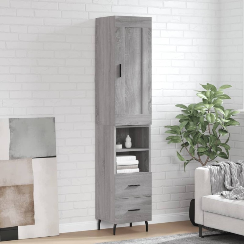 vidaXL Highboard Grau Sonoma 34,5x34x180 cm Holzwerkstoff vidaXL Highboard Grau Sonoma 34,5x34x180 cm Holzwerkstoff