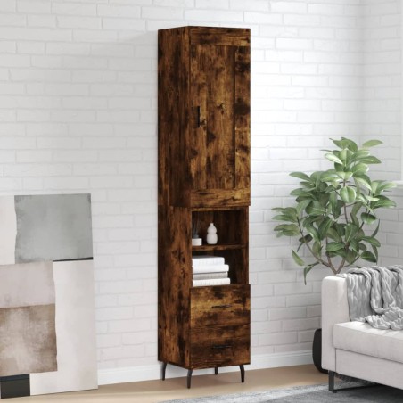 vidaXL Highboard Räuchereiche 34,5x34x180 cm Holzwerkstoff
