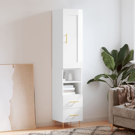vidaXL Highboard Hochglanz-Weiß 34,5x34x180 cm Holzwerkstoff