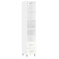 vidaXL Highboard Hochglanz-Weiß 34,5x34x180 cm Holzwerkstoff