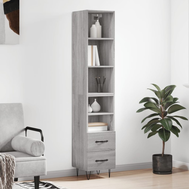 vidaXL Highboard Grau Sonoma 34,5x34x180 cm Holzwerkstoff vidaXL Highboard Grau Sonoma 34,5x34x180 cm Holzwerkstoff