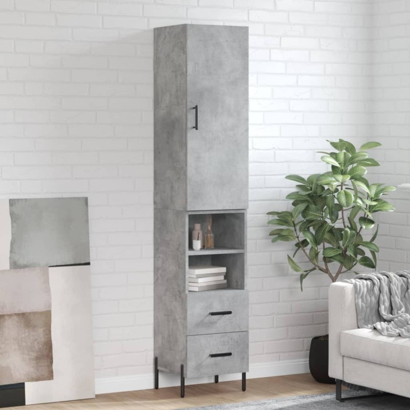 vidaXL Highboard Betongrau 34,5x34x180 cm Holzwerkstoff vidaXL Highboard Betongrau 34,5x34x180 cm Holzwerkstoff