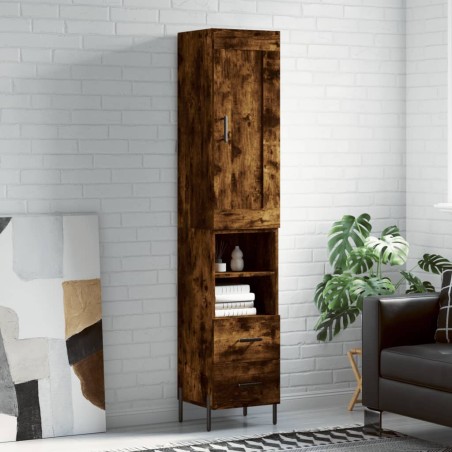 vidaXL Highboard Räuchereiche 34,5x34x180 cm Holzwerkstoff