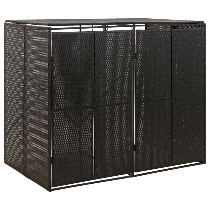 vidaXL Mülltonnenbox für 2 Tonnen Schwarz 140x80x117 cm Poly Rattan vidaXL Mülltonnenbox für 2 Tonnen Schwarz 140x80x117 cm Poly Rattan