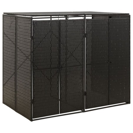 vidaXL Mülltonnenbox für 2 Tonnen Schwarz 140x80x117 cm Poly Rattan