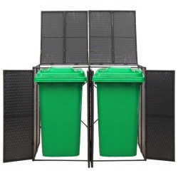 vidaXL Mülltonnenbox für 2 Tonnen Schwarz 140x80x117 cm Poly Rattan