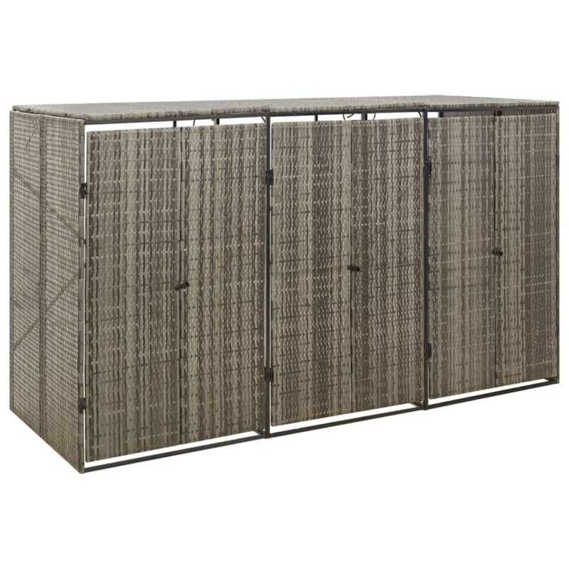 vidaXL Mülltonnenbox für 3 Tonnen Grau 207x80x117 cm Poly Rattan vidaXL Mülltonnenbox für 3 Tonnen Grau 207x80x117 cm Poly Rattan