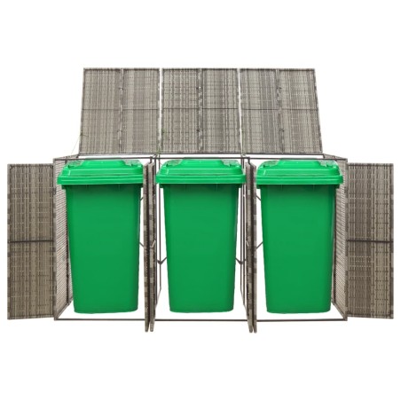 vidaXL Mülltonnenbox für 3 Tonnen Grau 207x80x117 cm Poly Rattan