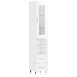 vidaXL Highboard Hochglanz-Weiß 34,5x34x180 cm Holzwerkstoff