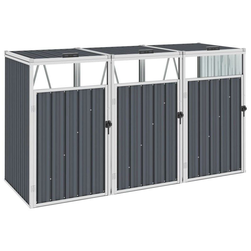 vidaXL Mülltonnenbox für 3 Mülltonnen Grau 213×81×121 cm Stahl vidaXL Mülltonnenbox für 3 Mülltonnen Grau 213×81×121 cm Stahl