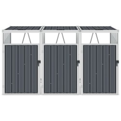 vidaXL Mülltonnenbox für 3 Mülltonnen Grau 213×81×121 cm Stahl