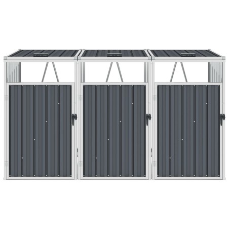 vidaXL Mülltonnenbox für 3 Mülltonnen Grau 213×81×121 cm Stahl