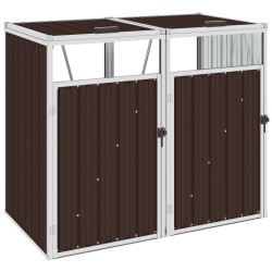 vidaXL Mülltonnenbox für 2 Mülltonnen Braun 143×81×121 cm Stahl