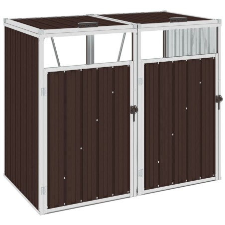 vidaXL Mülltonnenbox für 2 Mülltonnen Braun 143×81×121 cm Stahl