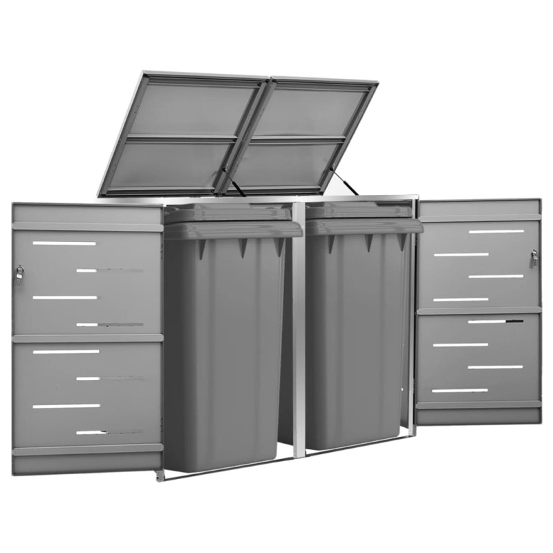 vidaXL Mülltonnenbox für 2 Tonnen 138x77,5x112,5 cm Edelstahl vidaXL Mülltonnenbox für 2 Tonnen 138x77,5x112,5 cm Edelstahl