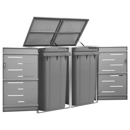 vidaXL Mülltonnenbox für 2 Tonnen 138x77,5x112,5 cm Edelstahl