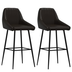 Barhocker 2 Stk. Grau Kunstleder