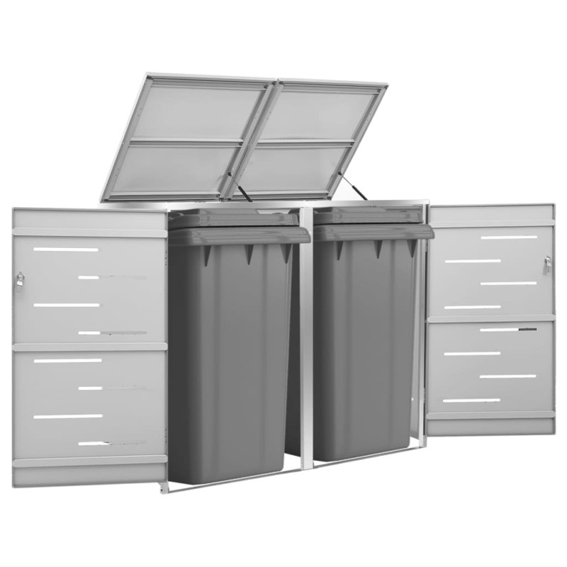 vidaXL Mülltonnenbox für 2 Tonnen 138x77,5x115,5 cm Edelstahl vidaXL Mülltonnenbox für 2 Tonnen 138x77,5x115,5 cm Edelstahl