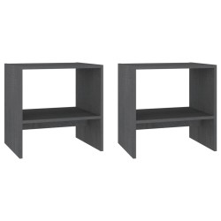 vidaXL Nachttische 2 Stk. Grau 40x30,5x40 cm Kiefer Massivholz
