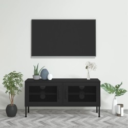 vidaXL TV-Schrank Schwarz 105x35x50 cm Stahl    