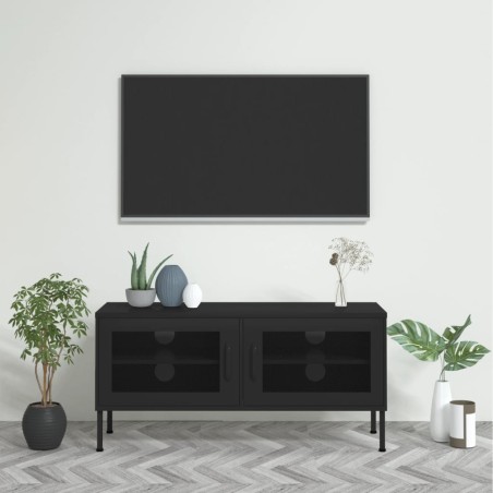 vidaXL TV-Schrank Schwarz 105x35x50 cm Stahl    