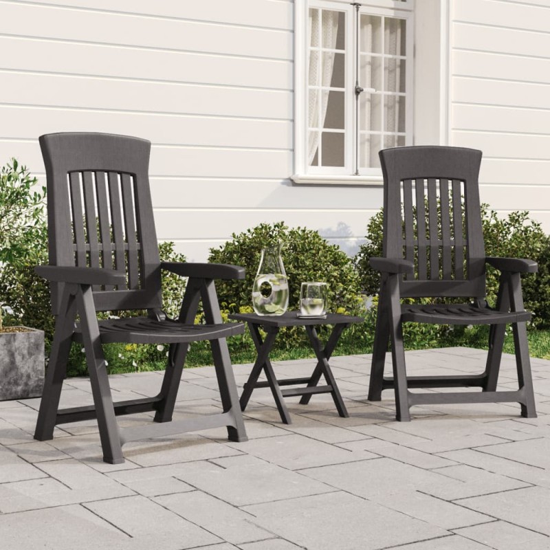 vidaXL Gartenstühle 2 Stk. Verstellbar Anthrazit PP vidaXL Gartenstühle 2 Stk. Verstellbar Anthrazit PP