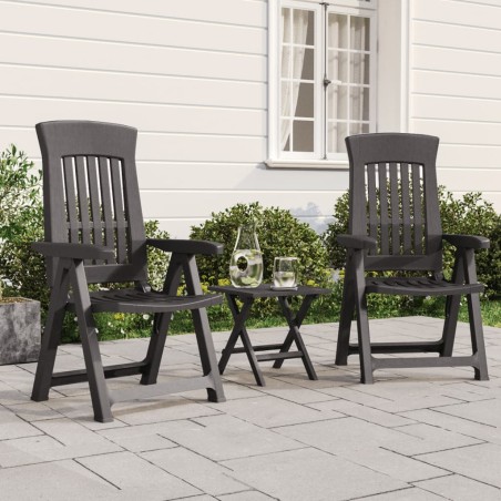 vidaXL Gartenstühle 2 Stk. Verstellbar Anthrazit PP