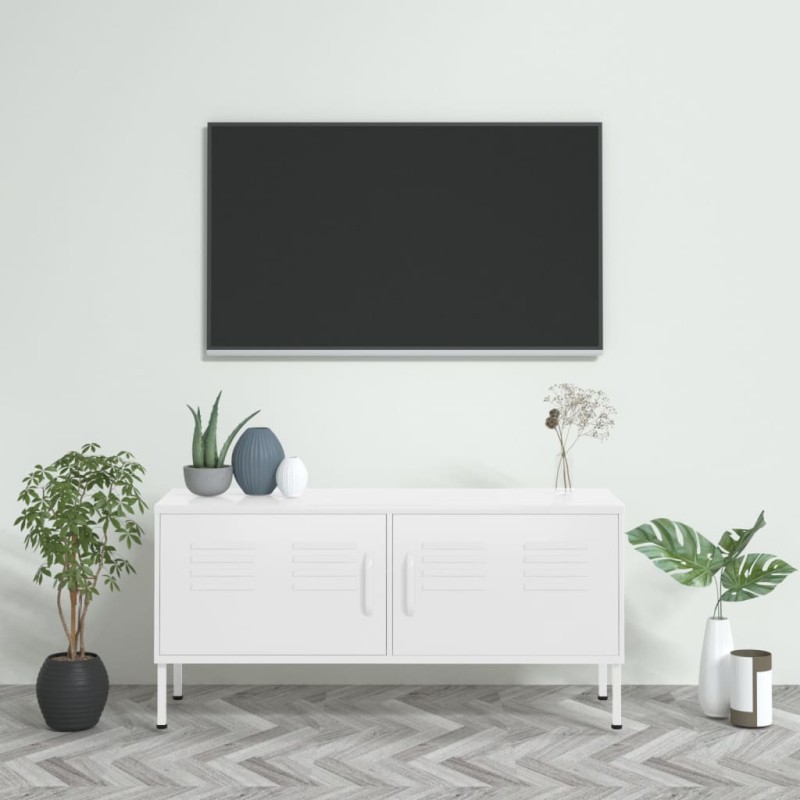 vidaXL TV-Schrank Weiß 105x35x50 cm Stahl vidaXL TV-Schrank Weiß 105x35x50 cm Stahl