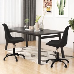 Esszimmerstühle 2 Stk. Drehbar Schwarz Stoff
